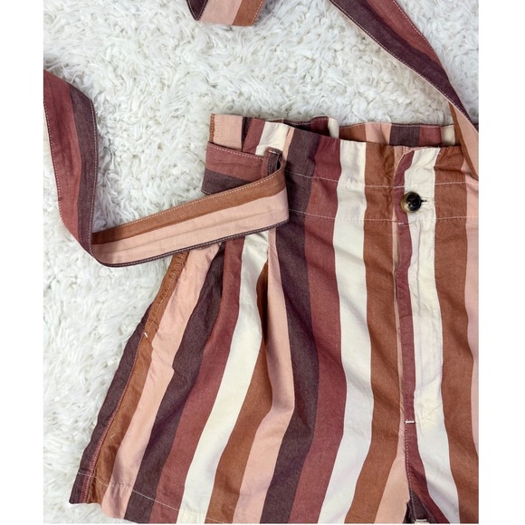 Madewell Preppy Indie Paperbag Shorts Striped High Waist Casual with Belt Size 4 - Picture 2 of 5
